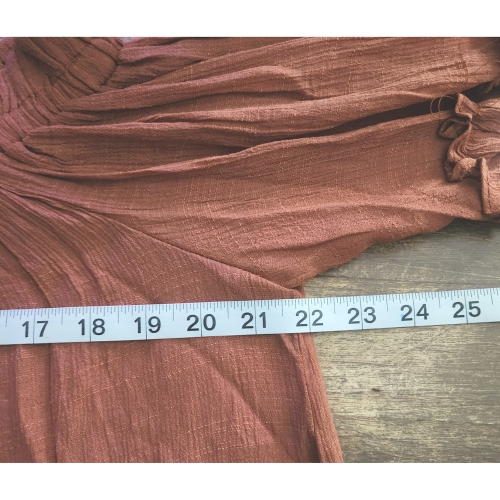 Flawless Blouse Women Burnt Orange Tiered Bell Sleeve Boho Top, M - Picture 6 of 8